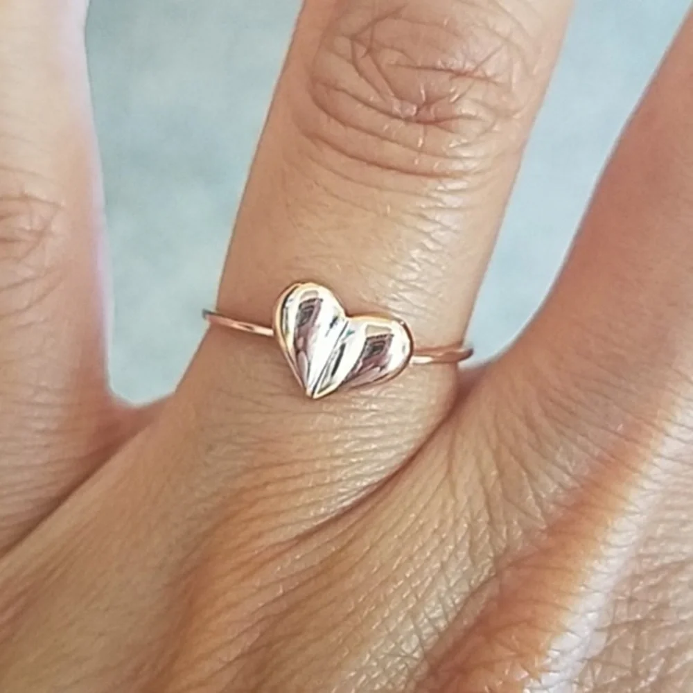 14k Rose Gold Heart Promise Ring 3 4 5 6 7 8 9